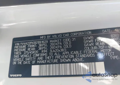 2016 Volvo Xc90 T6 Momentum from USA, damaged, VIN YV4A22PK6G1061629